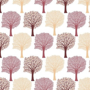 Forest of Trees (Pink Field Colourway) - Forest of Trees Mini Collection