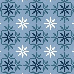Picnic Flowers (Blue Field Colourway) - Forest of Trees Colourway