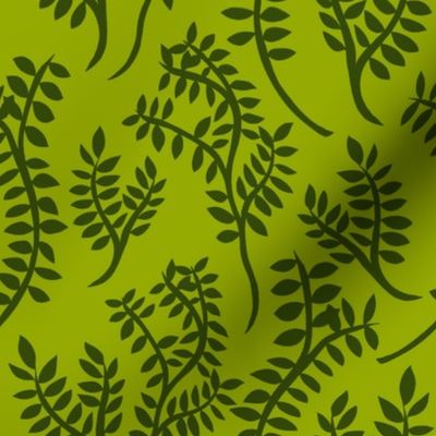 Ohia Forest-Branches-Lime & Dark Green, Bedding, Home Decor, Garments
