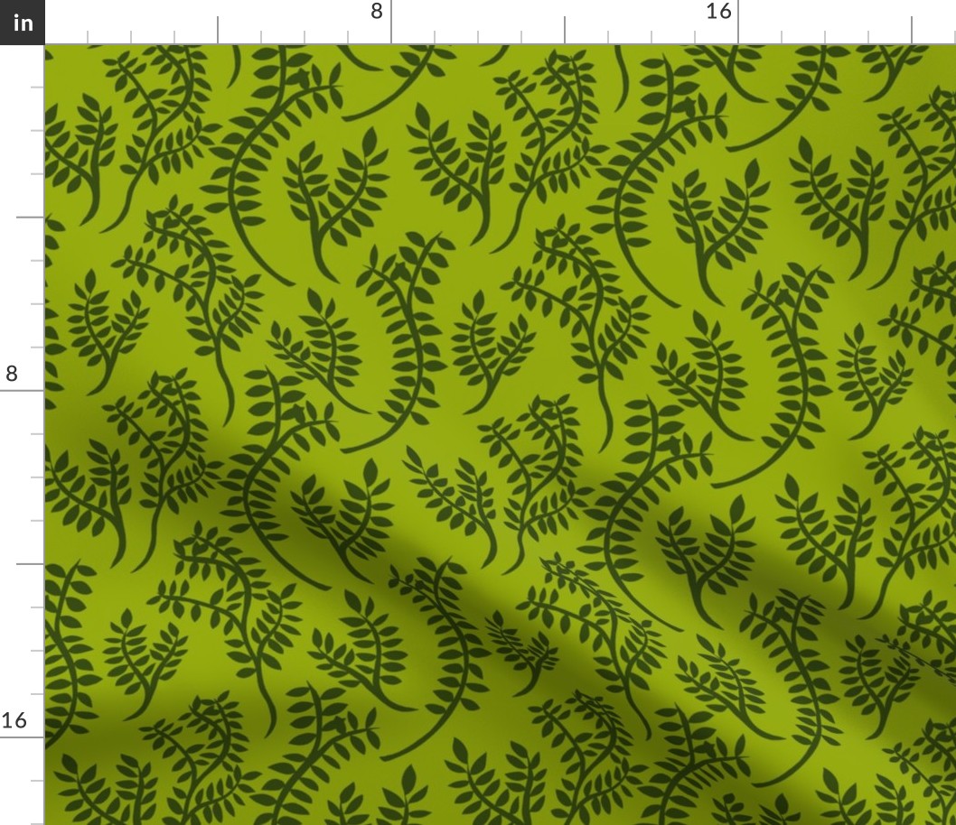 Ohia Forest-Branches-Lime & Dark Green, Bedding, Home Decor, Garments