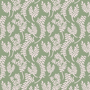 Ohia Forest-Branches-Leafy Green & Pale Pink, Bedding, Home Decor, Garments