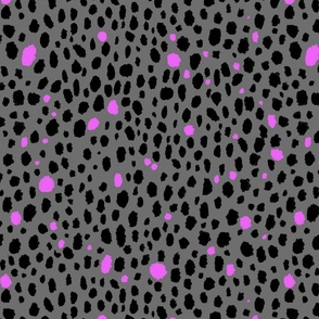 Black and Pink Cheetah Spots on Gray Background