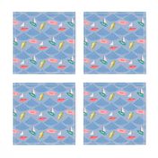 Artsy Sailing Race in Sweden - Chambray Blue, Pink, Green, Yellow