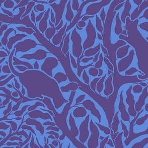 Cats Climbing Trees - Bicolor Design in Blue and Purple