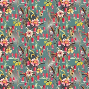bell flower weeds // teal // small