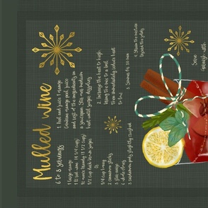 Mulled wine / Christmas celebrations Recipe Tea towel