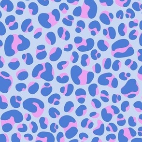 Cat Prints in Blue and Pink - Leopard Print - Medium