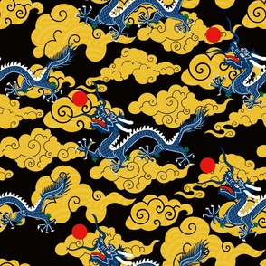Japanese Clouds and Dragons - Large Version