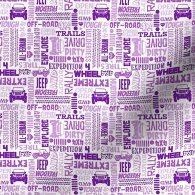 Small Scale Jeep 4x4 Adventures Word Cloud Off Road Vehicles in Purple