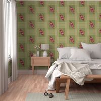 12x18 Vertical_Olive Green, Yellow, & Hot Pink_Digital Frame & Floral Arrangement with Cross Tea Towel Design