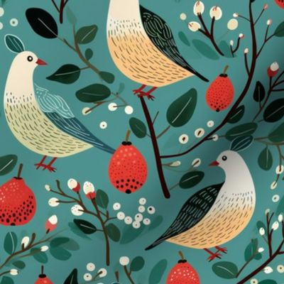 Holiday birds and pears