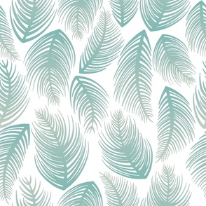 Palm Leaves - Pastel Blue Ombre + White - JUMBO