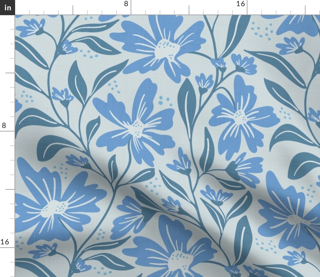 Intangible florals medium scale blue