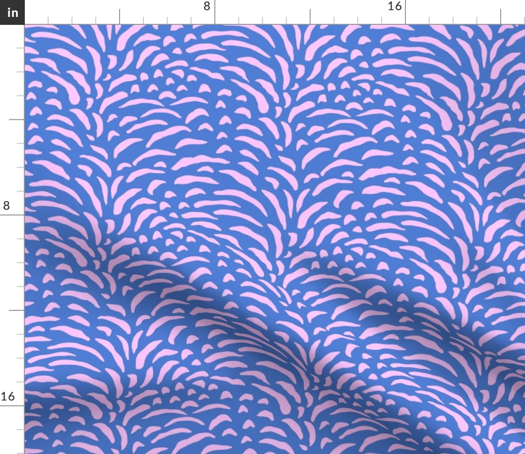 Tabby Cat Fur in Pink over Blue Background - Animal Print