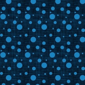 blue dots on dark linen texture - small scale