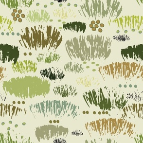 Hand painted abstract prairie  grasses-  moss green large scale