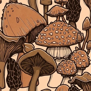 comic style Mushrooms brown