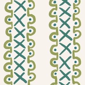 Cross Stitch Stripe Olive and Pine