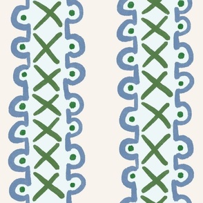 Cross Stitch Stripe Blue and Green