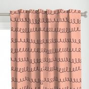 Irregular Random Brown Loopy Lines on Salmon Pink Background