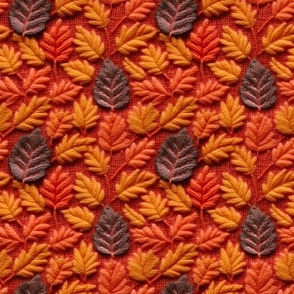 Fall Leaves 3- Faux Embroidery