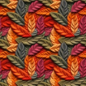 Fall Leaves 2- Faux Embroidery