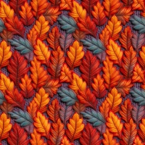 Fall Leaves 1- Faux Embroidery