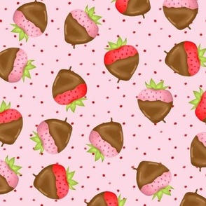 Chocolate Covered Strawberries  pink red dots 
