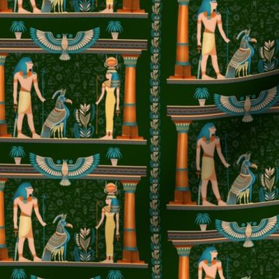 Ancient Egyptian Pharaohs Deitie_ birds Green