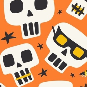 Krania Mania - Halloween Skulls Orange Large