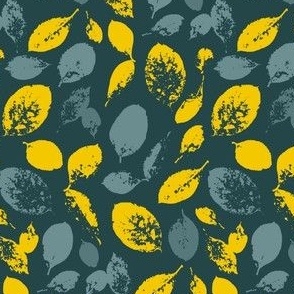 Colored leaves-teal blue and yellow