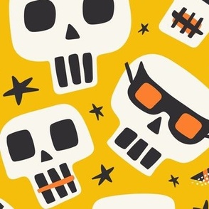 Krania Mania - Halloween Skulls Yellow Large