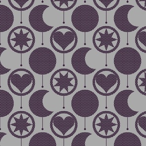 Celestial Christmas - Dotty Spotty Gray / Deep Purple