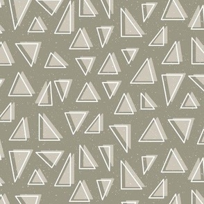 Neutral Geometric Triangle Shapes in Taupe on a Brown Background 