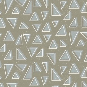 Neutral Geometric Triangle Shapes in Grey on a Brown Background 