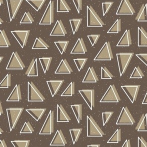 Neutral Geometric Triangle Shapes in Beige on a Brown Background 