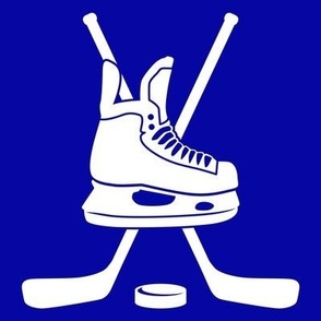 Crossed Hockey Sticks, Hockey Skate, Hockey Player, High School Hockey, College Hockey, Boys Hockey, Mens Hockey, Girls Hockey, School Spirit, Royal Blue & White