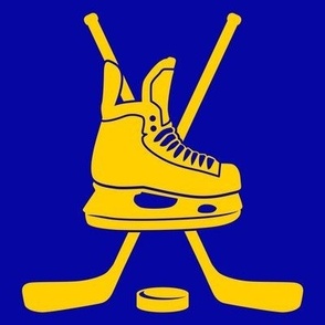 Crossed Hockey Sticks, Hockey Skate, Hockey Player, High School Hockey, College Hockey, Boys Hockey, Mens Hockey, Girls Hockey, School Spirit, Royal Blue & Gold, Blue & Yellow
