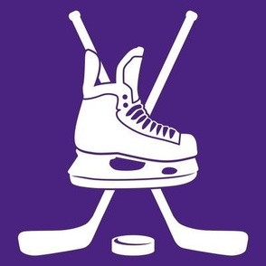 Crossed Hockey Sticks, Hockey Skate, Hockey Player, High School Hockey, College Hockey, Boys Hockey, Mens Hockey, Girls Hockey, School Spirit, Purple & White