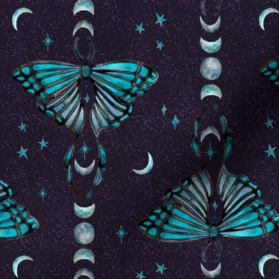 Mystic Luna Moths | Purple and Ciano