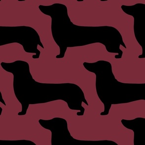 extra large - Dachshunds - Sausage dog - black and Cranberry Juice red - Weiner Wiener dogs pets pet cute simple silhouette