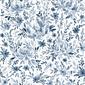 Blue Watercolor Floral
