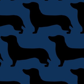 extra large - Dachshunds - Sausage dog - black and dark blue - Weiner Wiener dogs pets pet cute simple silhouette