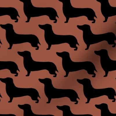 medium - Dachshunds - Sausage dog - black and Terracotta clay brown - Weiner Wiener dogs pets pet cute simple silhouette