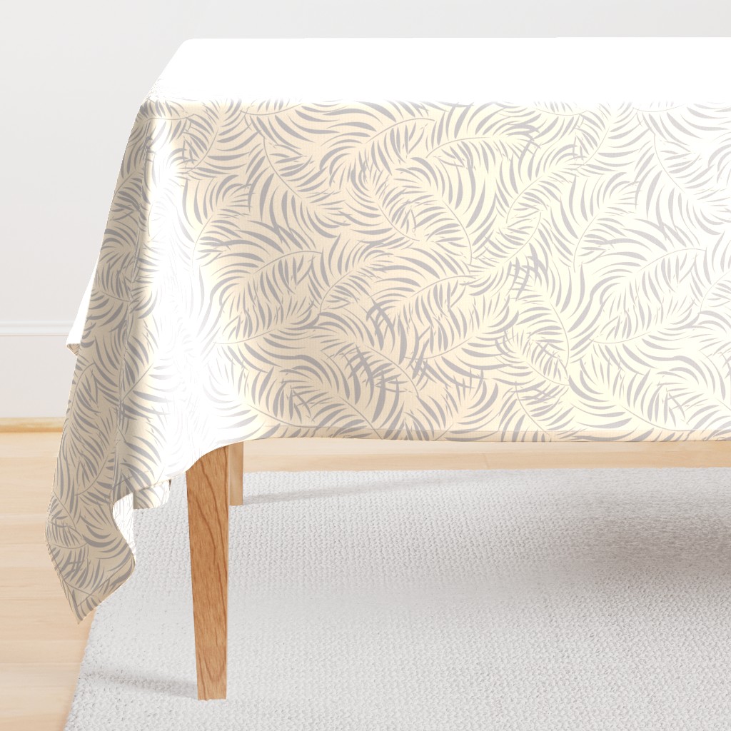 Coastal Chic Foliage - Palm leaves - Ash Gray on Ivory BG - Coastal Chic Collection