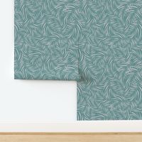 Coastal Chic Foliage - Palm leaves - Ash Gray on Opal Shadow BG - Coastal Chic Collection