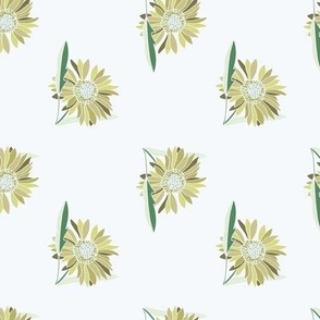 Fresh Daisy florals spring green and golden yellow 