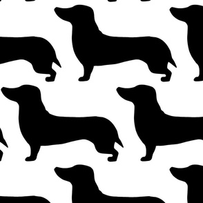 extra large - Dachshunds - Sausage dog - black and white - Weiner Wiener dogs pets pet cute simple silhouette