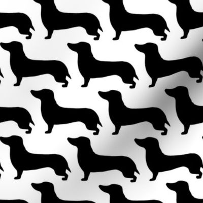medium - Dachshunds - Sausage dog - black and white - Weiner Wiener dogs pets pet cute simple silhouette