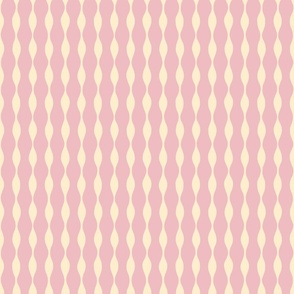 Hand Drawn Waves in Pink, Cream - Medium Scale